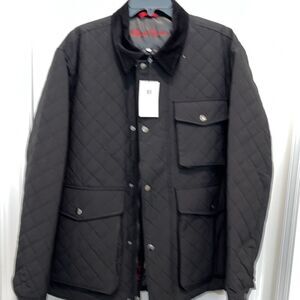 New $398 Black ROBERT GRAHAM Full zipper puffy Quilted camp barn Jacket Coat L